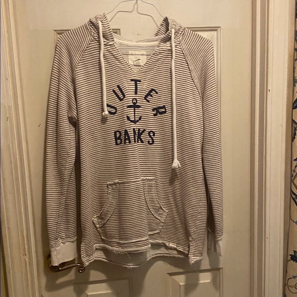 Blue 84 Beige and Brown Striped Hoodie
